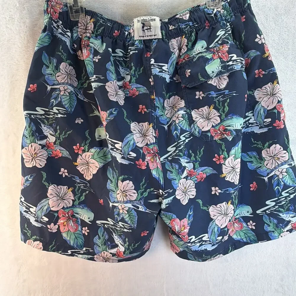 Ron Jon Surf Shop Mens Size XXL 2XL Blue Tropic Floral Lined Swim Trunks Shorts
